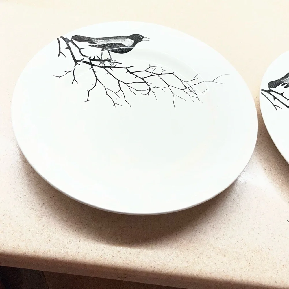 Edward Challinor Crow Chop Plate Victoria English Pottery Raven Plates lot of 2